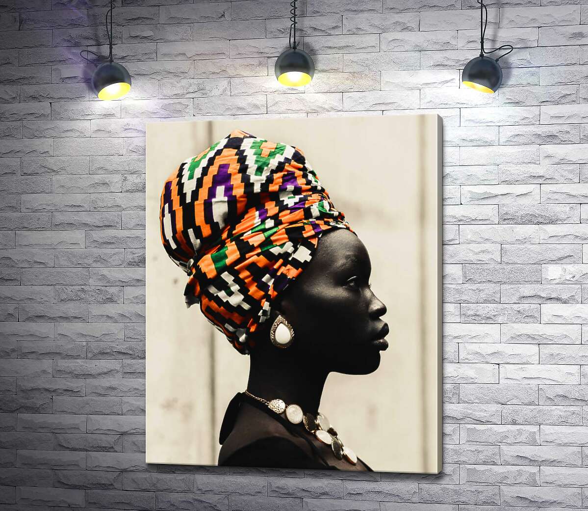 картина Красочный узор на тюрбане африканки
