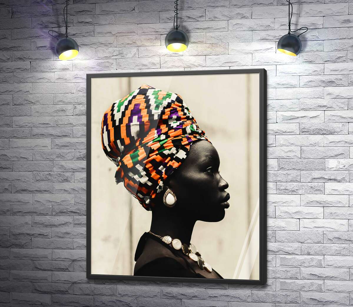 постер Красочный узор на тюрбане африканки