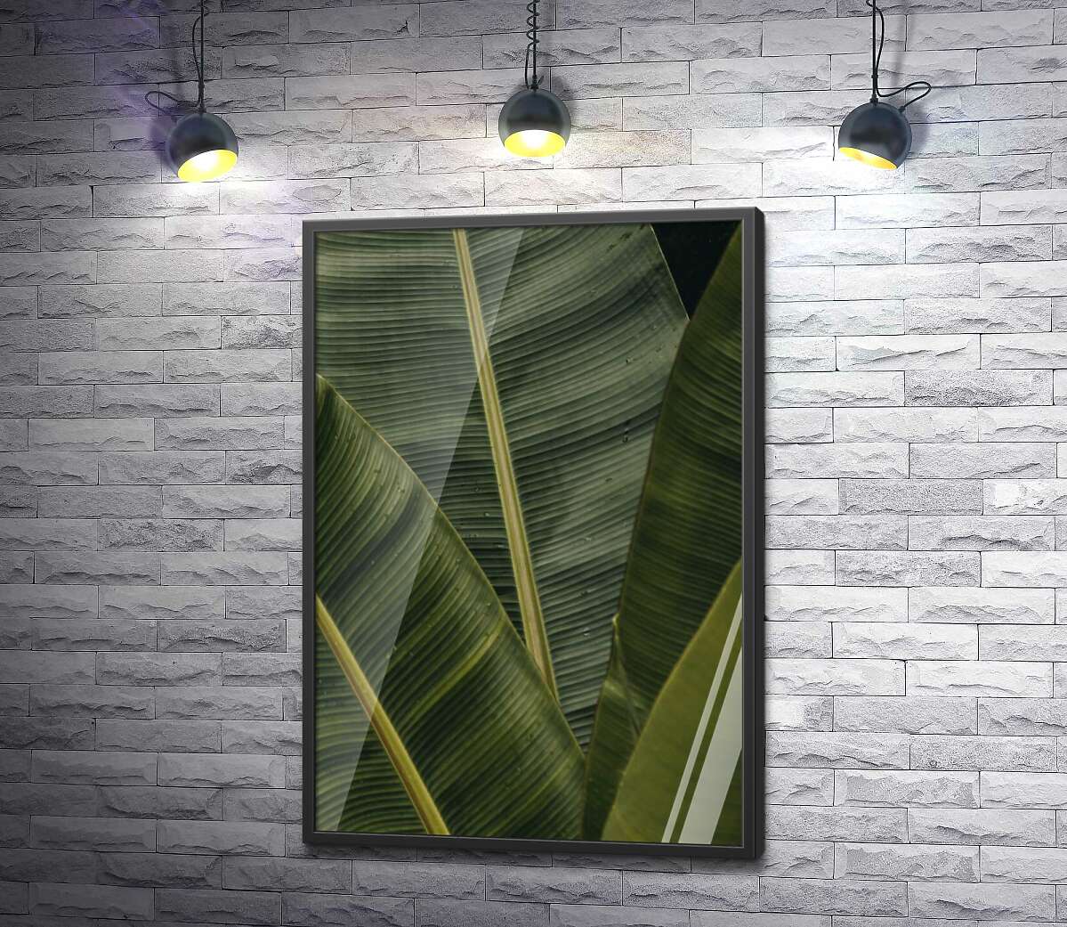 постер Зеленый веер из тропических листьев