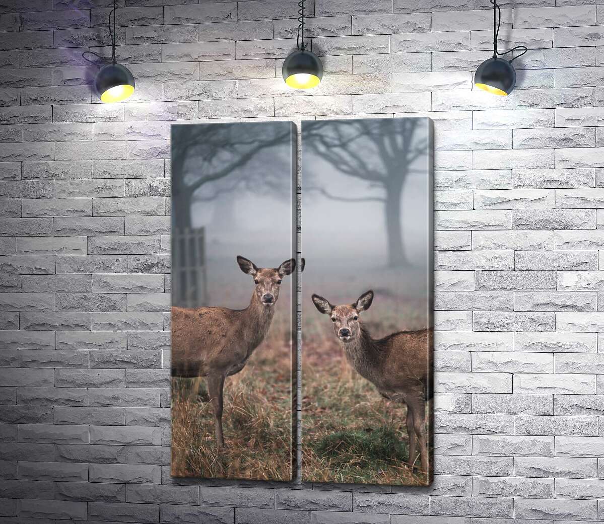 модульна картина Дві олениці в осінньому лісі