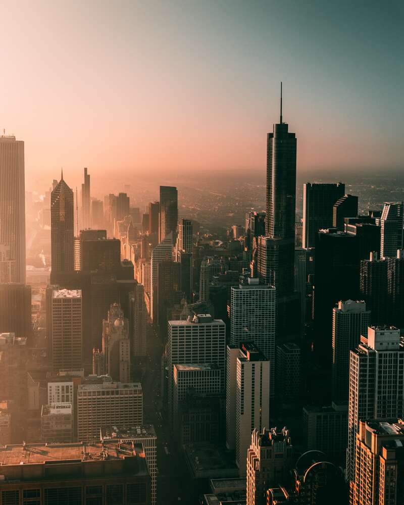 картина-постер Розовый туман окутал Чикаго
