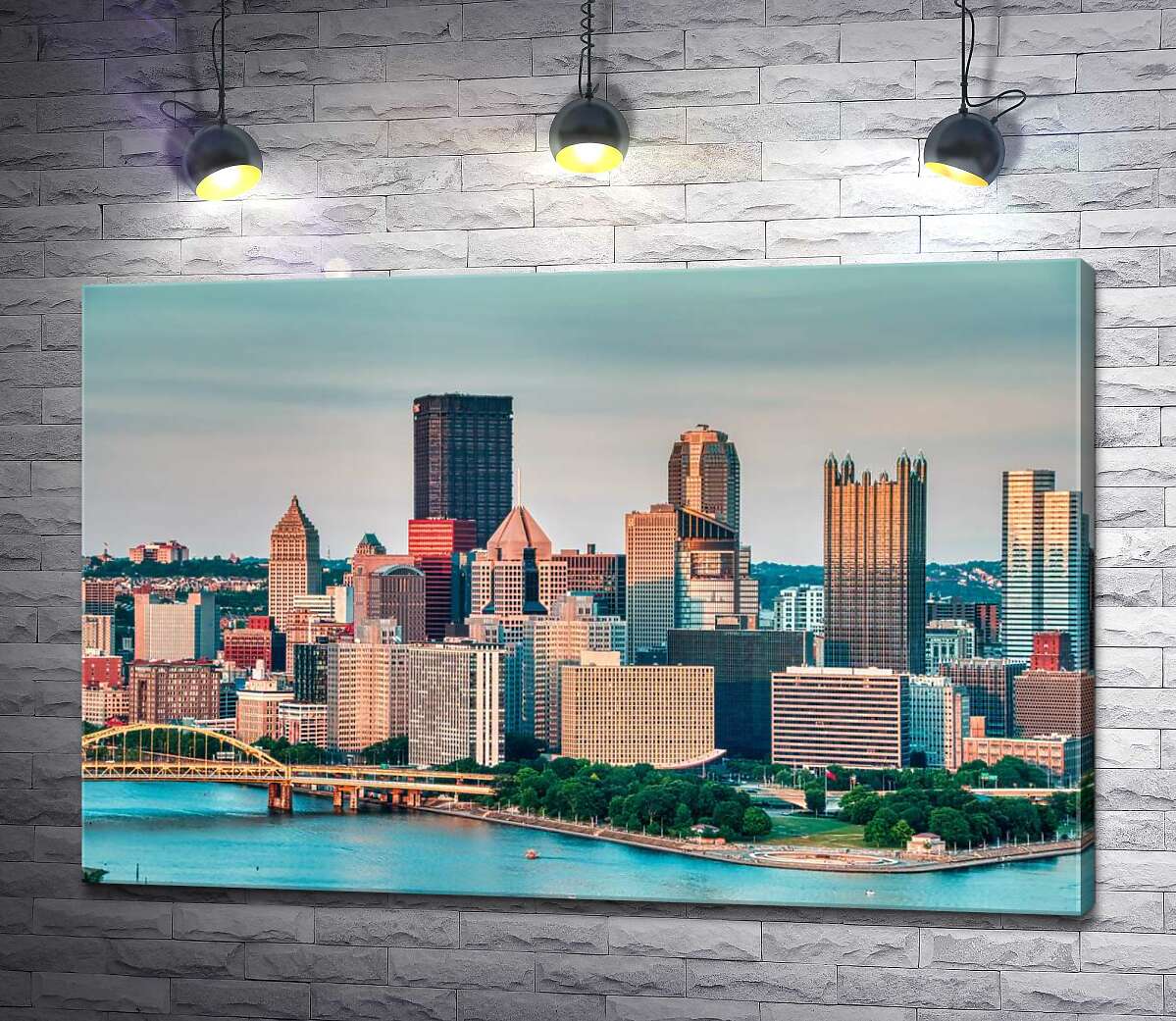 картина Панорама мегаполісу на бірюзовій затоці, Пітсбург