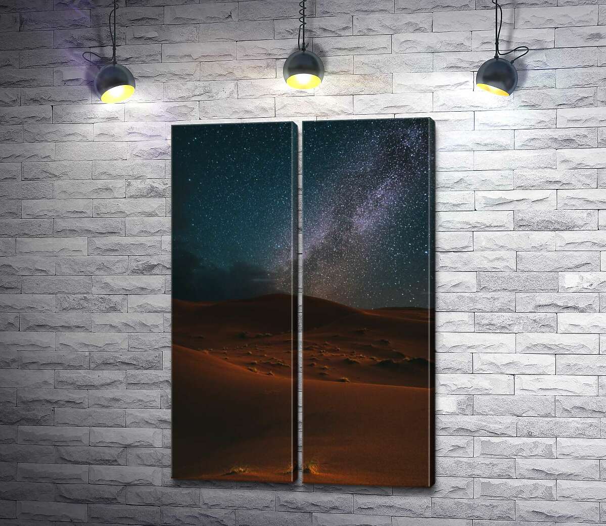 модульная картина Млечный путь над пустыней