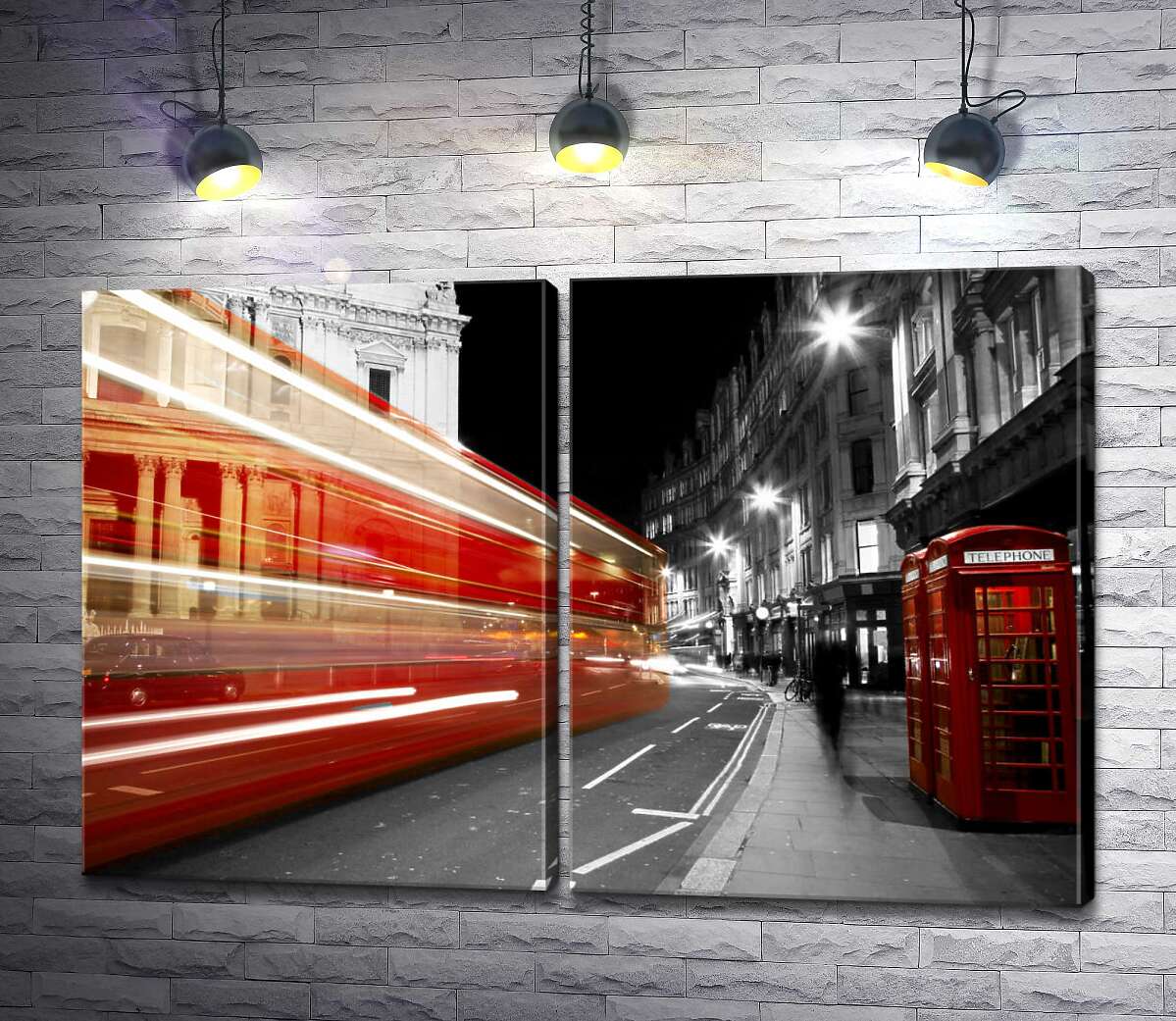 модульна картина Нічний трафік лондонських вулиць