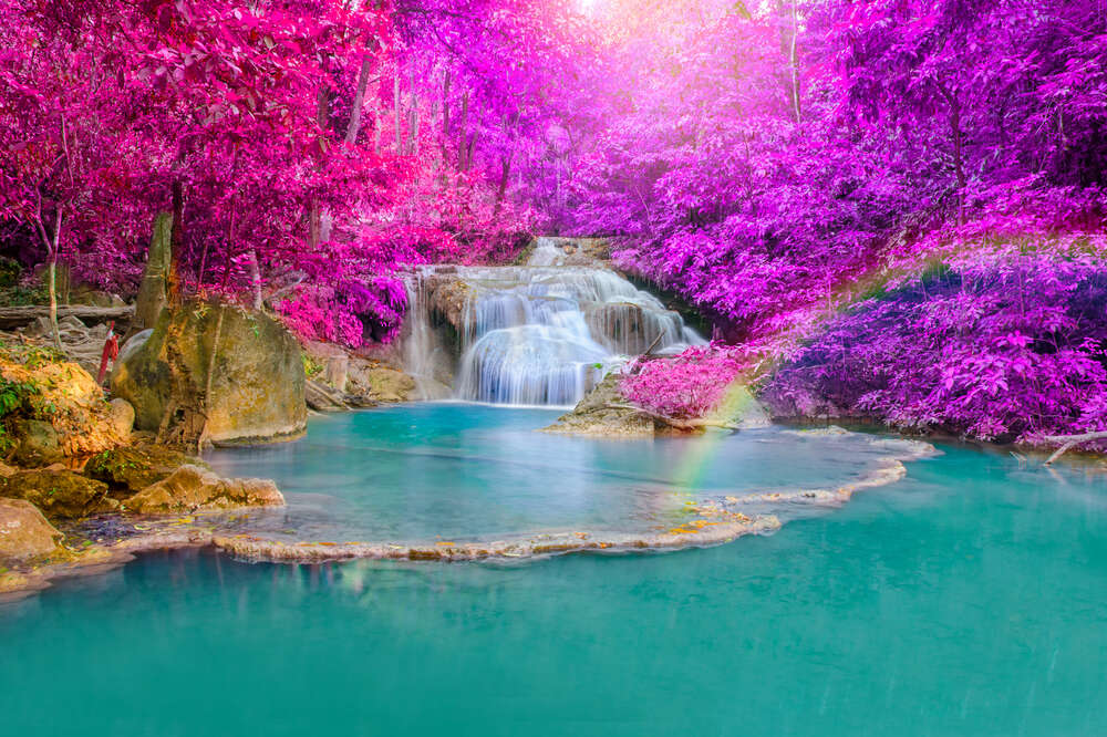 картина-постер Чудовий водоспад Ераван у лісі