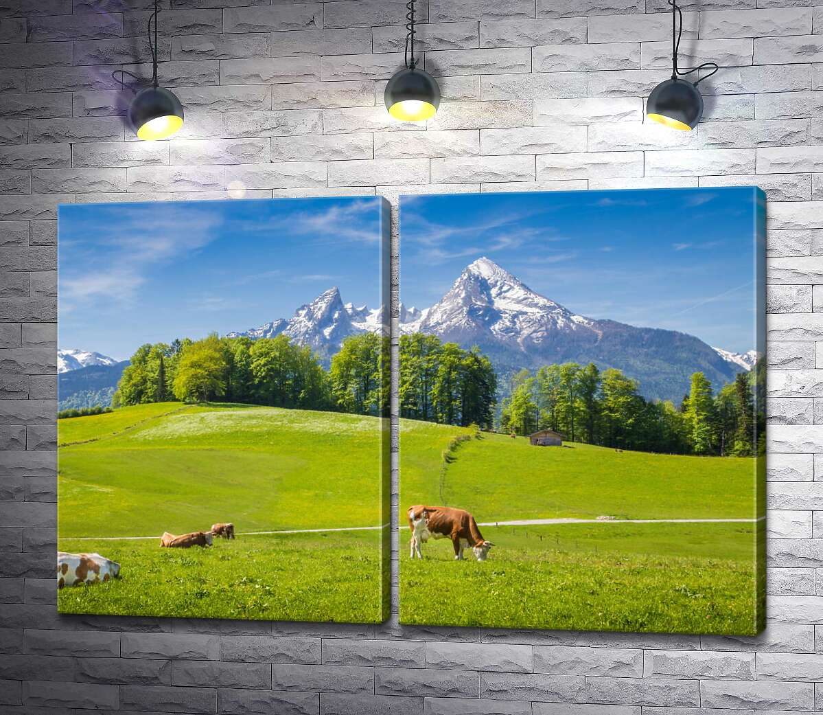 модульная картина Живописные альпийские луга на фоне гор
