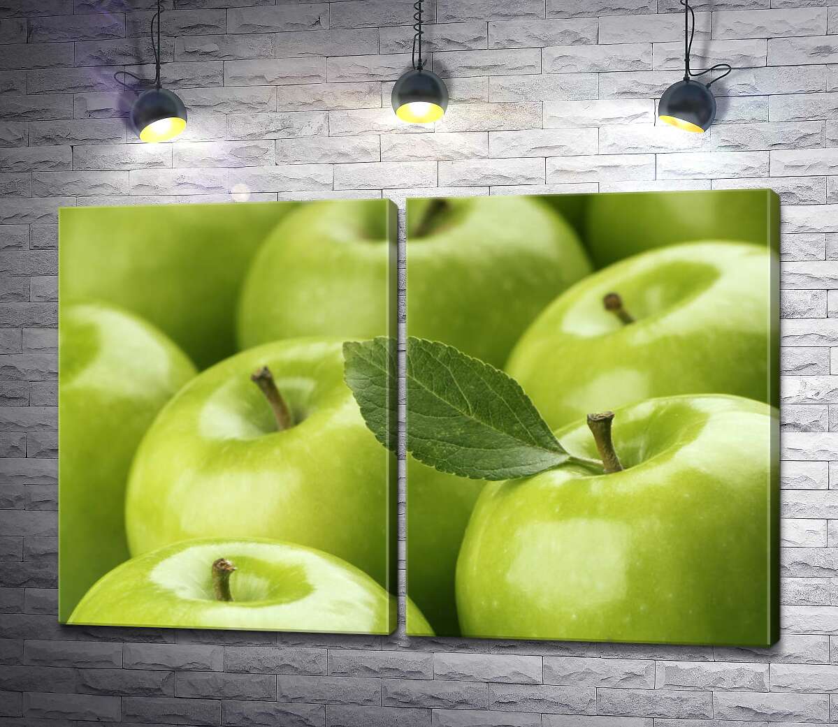 модульная картина Набор сочных зеленых яблок