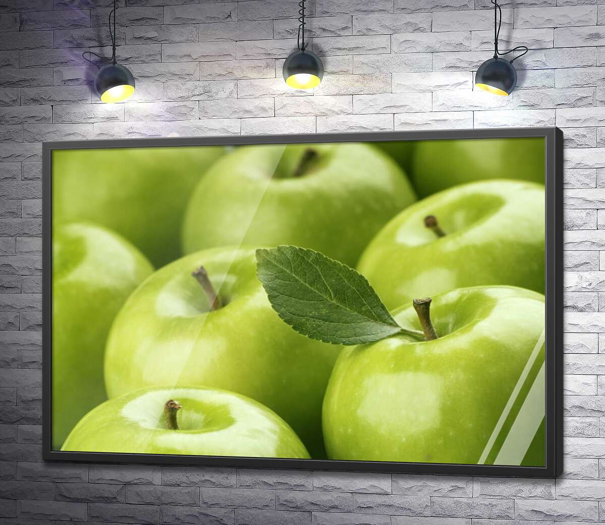 постер Набір соковитих зелених яблук