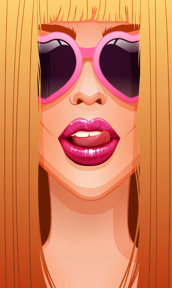 картина-постер Гламурная юная девушка в розовых очках