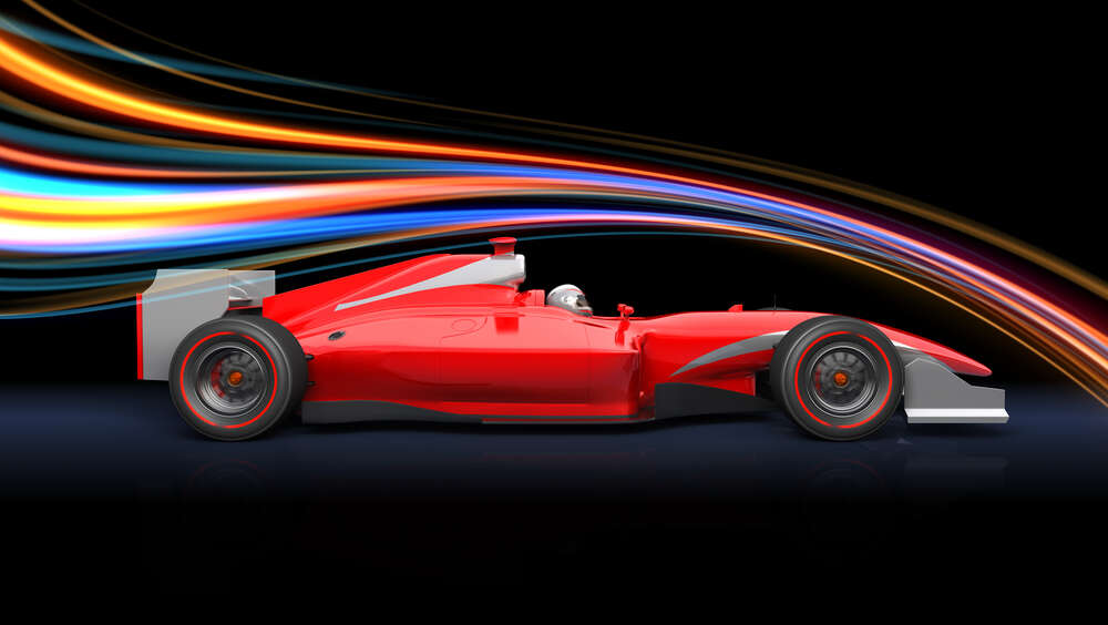 картина-постер Болид Формулы-1 разрезает воздух