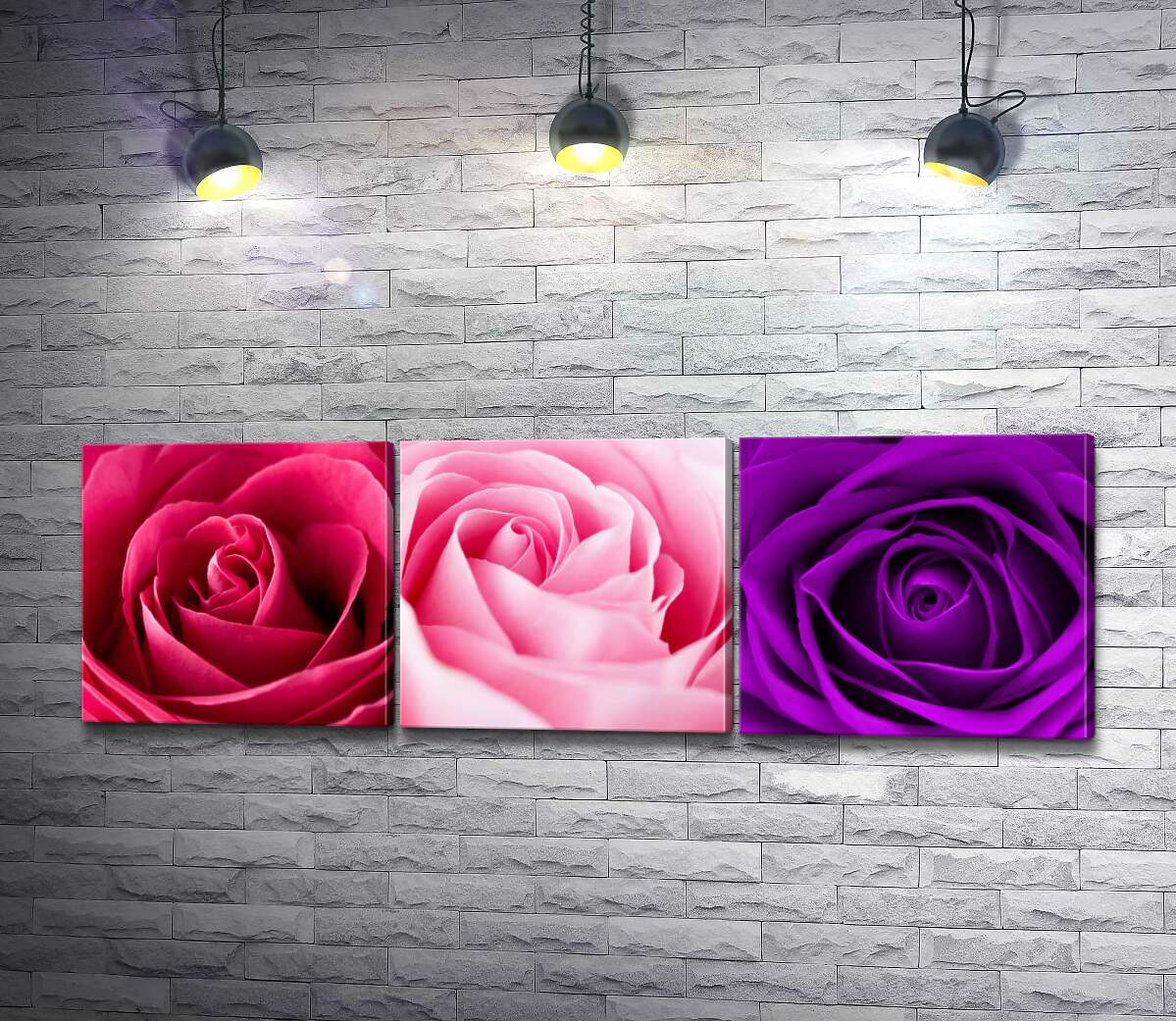 модульная картина-коллаж Три оттенка нежных роз