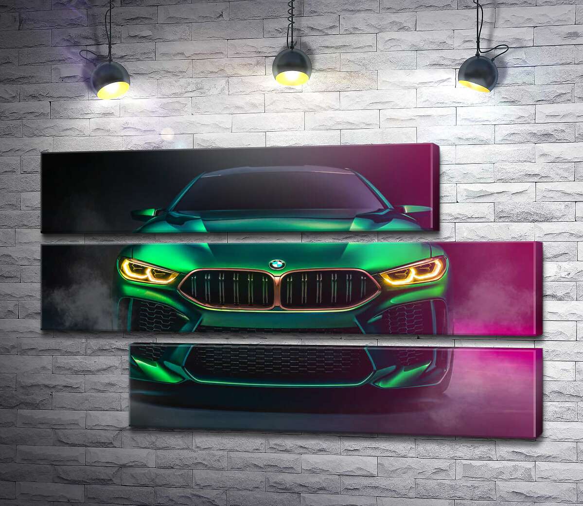 модульна картина Агресивна мордочка кислотно-зеленої BMW (Модуль №16)