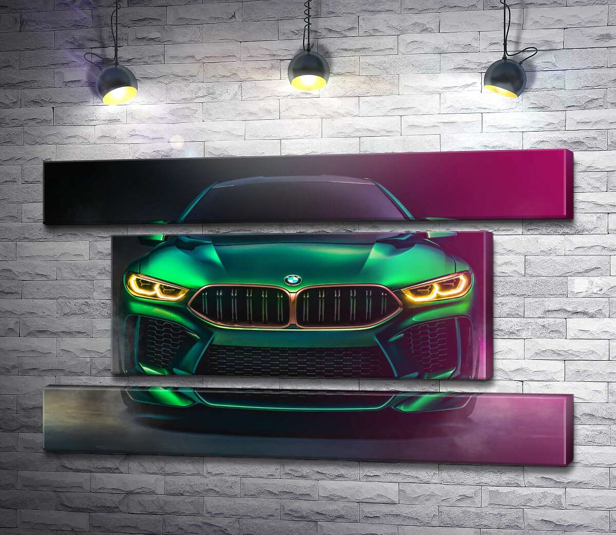 модульна картина Агресивна мордочка кислотно-зеленої BMW (Модуль №18)