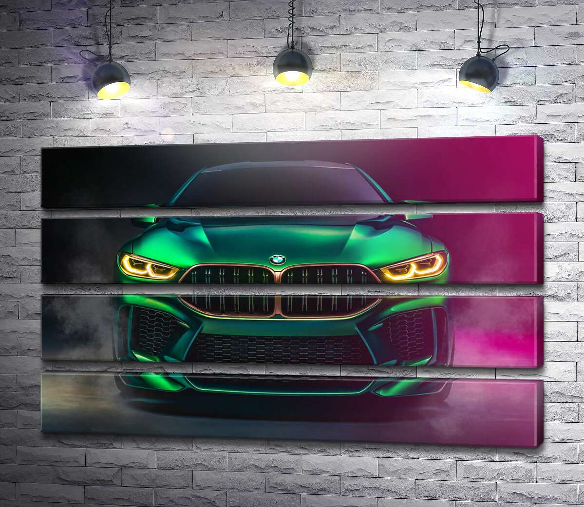 модульна картина Агресивна мордочка кислотно-зеленої BMW (Модуль №22)