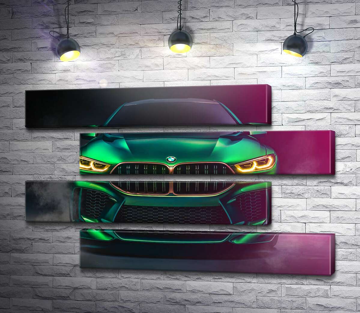 модульна картина Агресивна мордочка кислотно-зеленої BMW (Модуль №23)