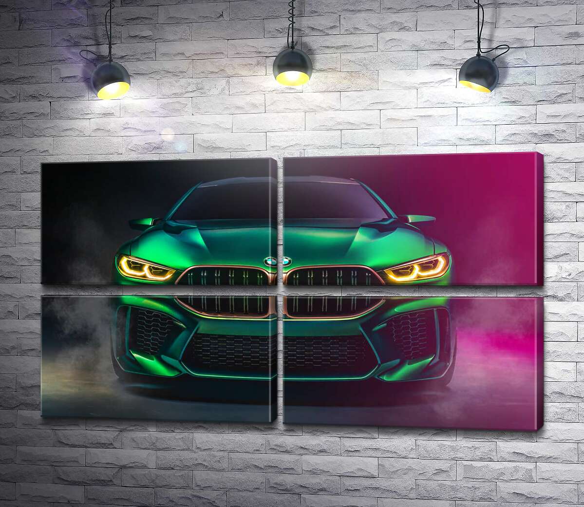 модульна картина Агресивна мордочка кислотно-зеленої BMW (Модуль №25)
