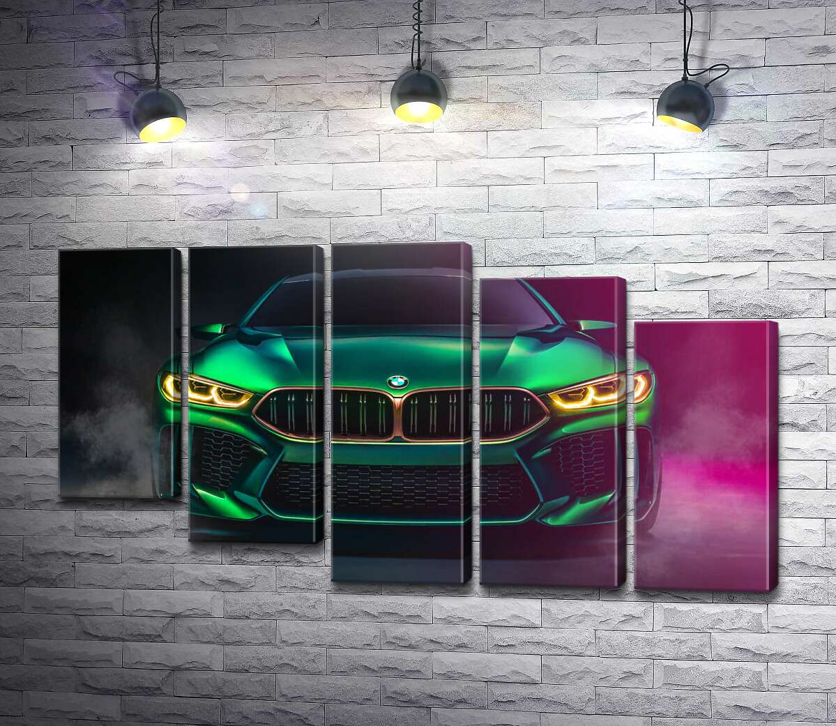 модульна картина Агресивна мордочка кислотно-зеленої BMW (Модуль №28)