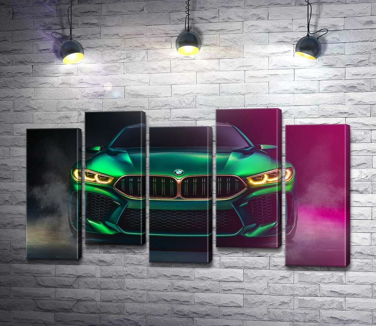 модульна картина Агресивна мордочка кислотно-зеленої BMW (Модуль №30)