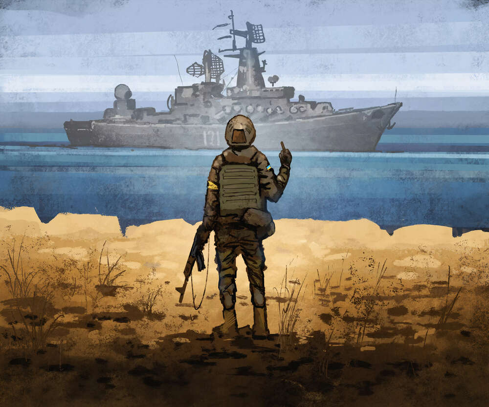 картина-постер Російський корабль йди на х.. (Крейсер "Москва")