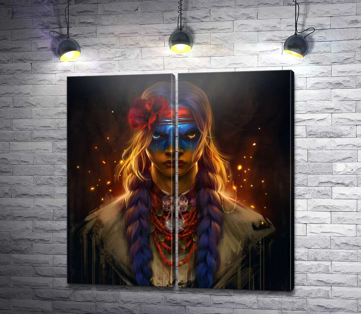 модульна картина Дівчина-Україна з палаючими очима