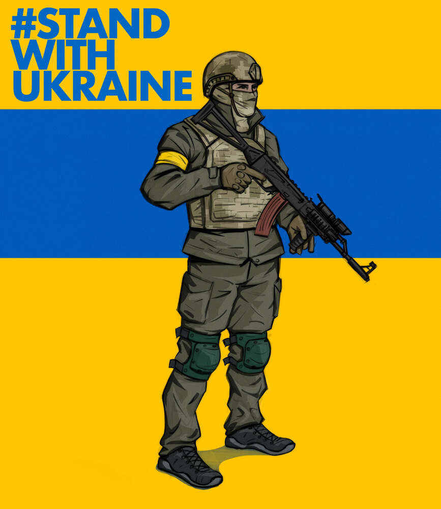картина-постер Солдат ВСУ - #Stand With Ukraine