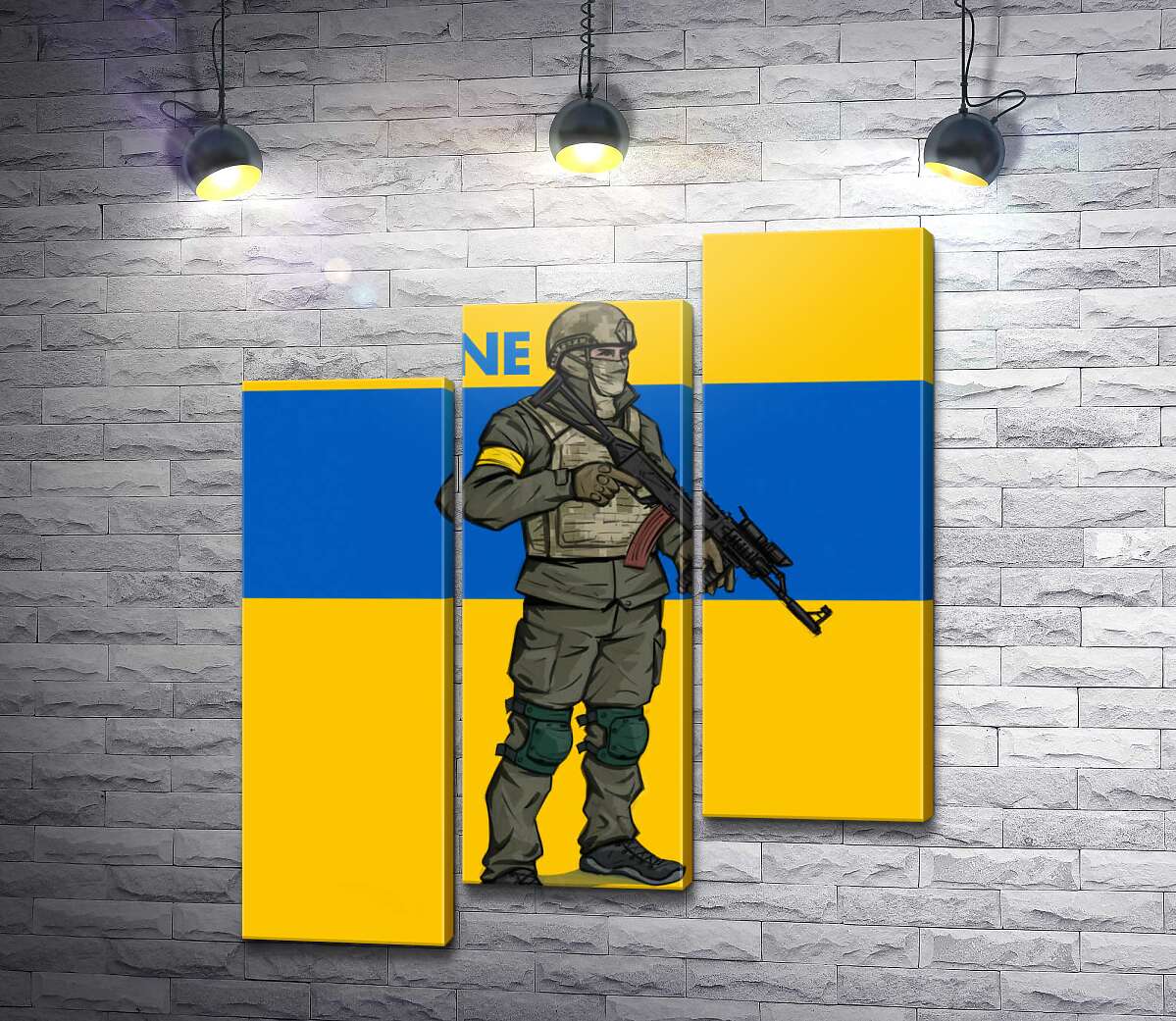модульная картина Солдат ВСУ - #Stand With Ukraine (Модуль №14)