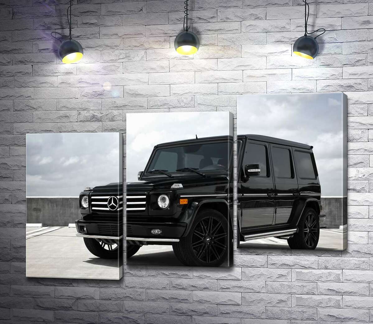 модульная картина Черный Mercedes Gelenvagen G55 AMG на бетонной дороге (Модуль №14)