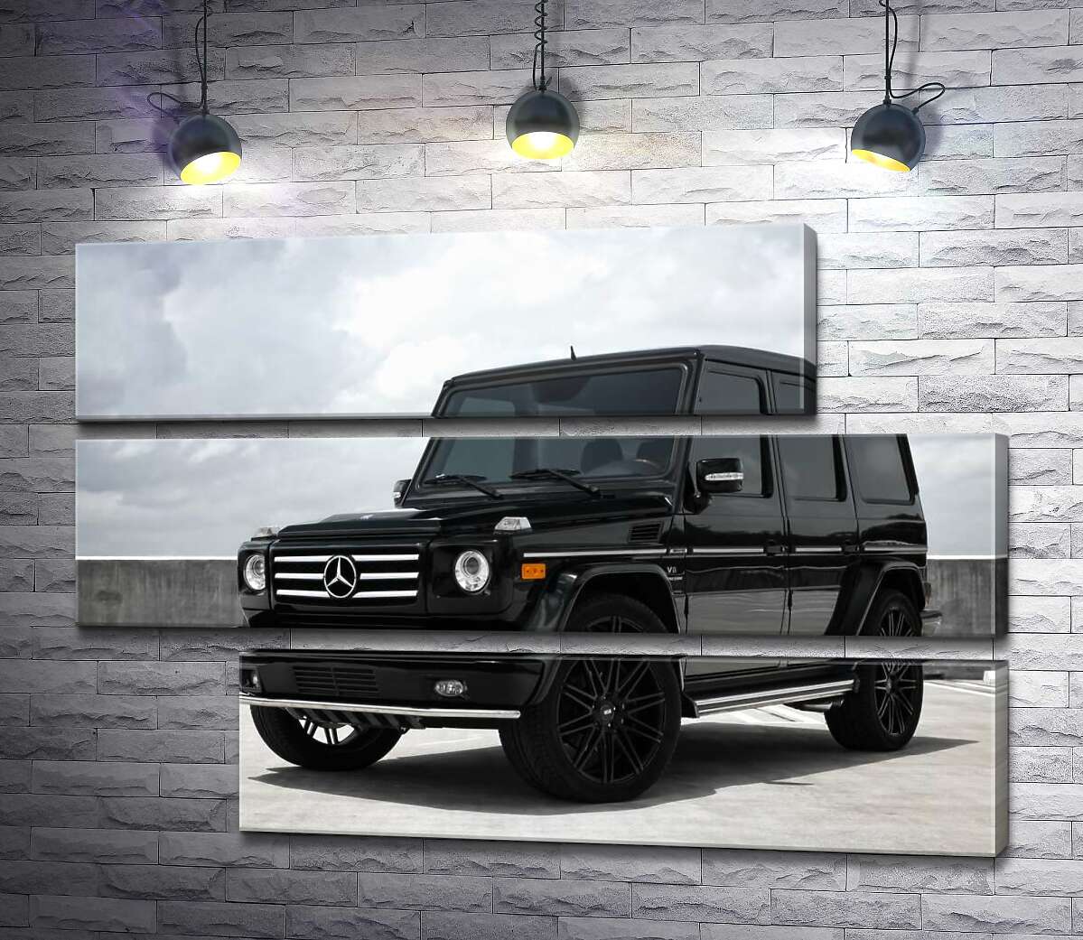 модульна картина Чорний Mercedes Gelenvagen G55 AMG на бетонній дорозі (Модуль №16)
