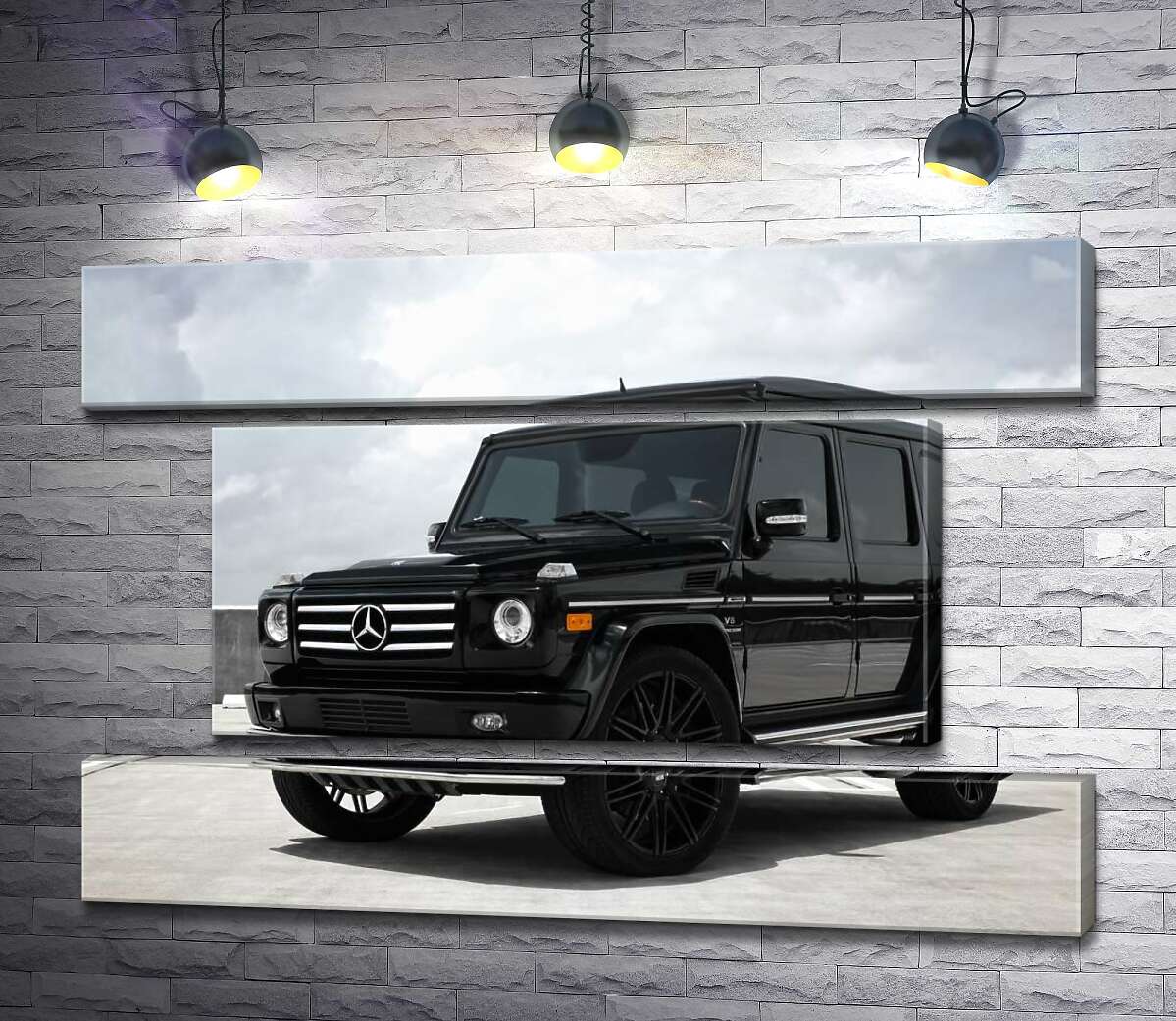 модульна картина Чорний Mercedes Gelenvagen G55 AMG на бетонній дорозі (Модуль №18)