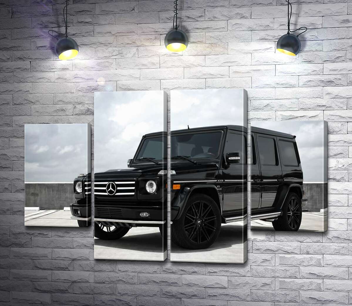 модульна картина Чорний Mercedes Gelenvagen G55 AMG на бетонній дорозі (Модуль №20)