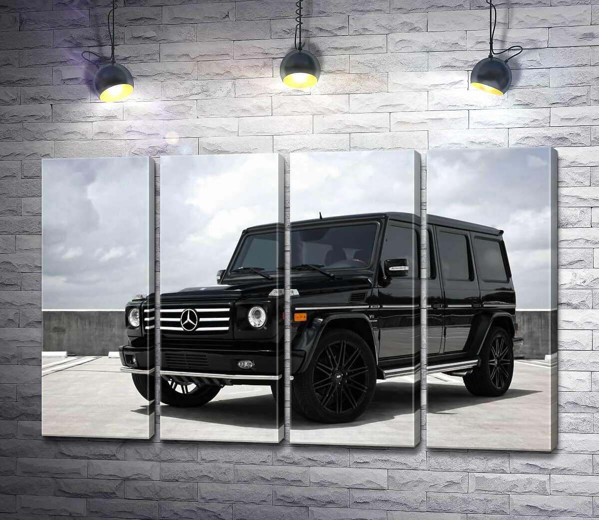 модульная картина Черный Mercedes Gelenvagen G55 AMG на бетонной дороге (Модуль №24)