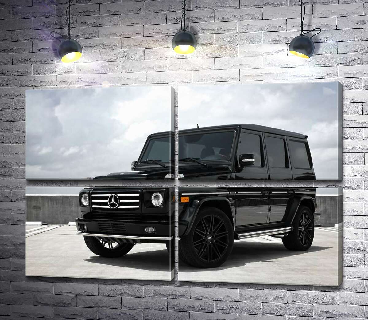 модульна картина Чорний Mercedes Gelenvagen G55 AMG на бетонній дорозі (Модуль №25)