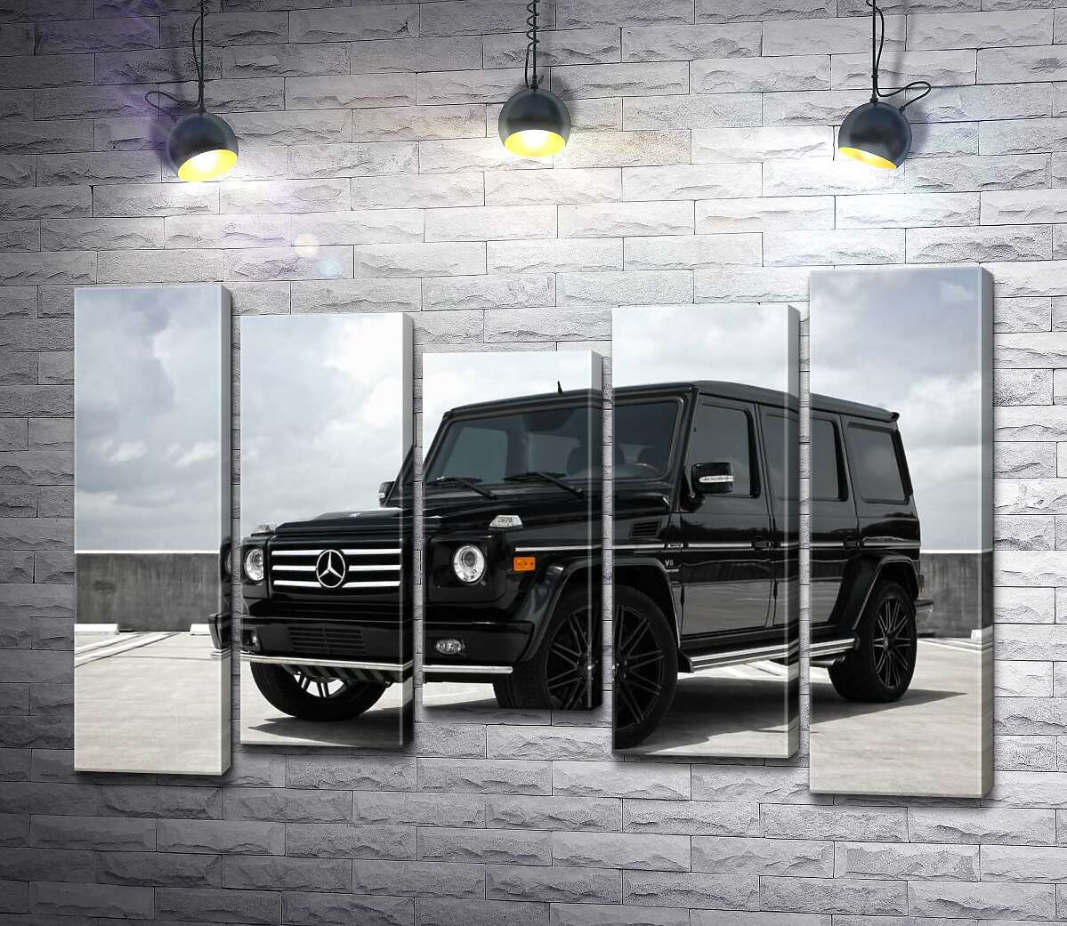 модульная картина Черный Mercedes Gelenvagen G55 AMG на бетонной дороге (Модуль №27)