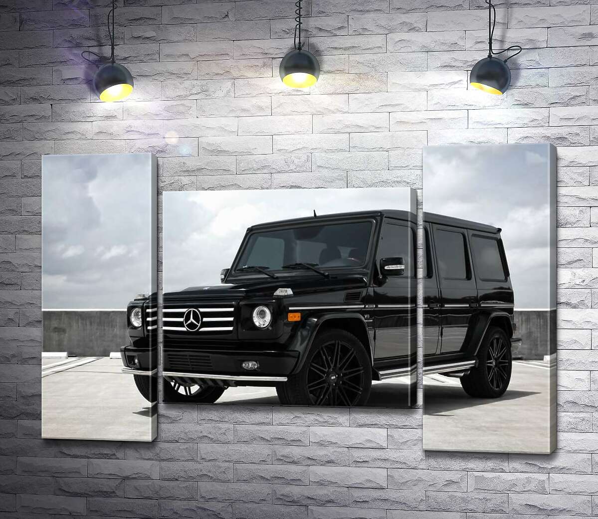 модульная картина Черный Mercedes Gelenvagen G55 AMG на бетонной дороге (Модуль №11)