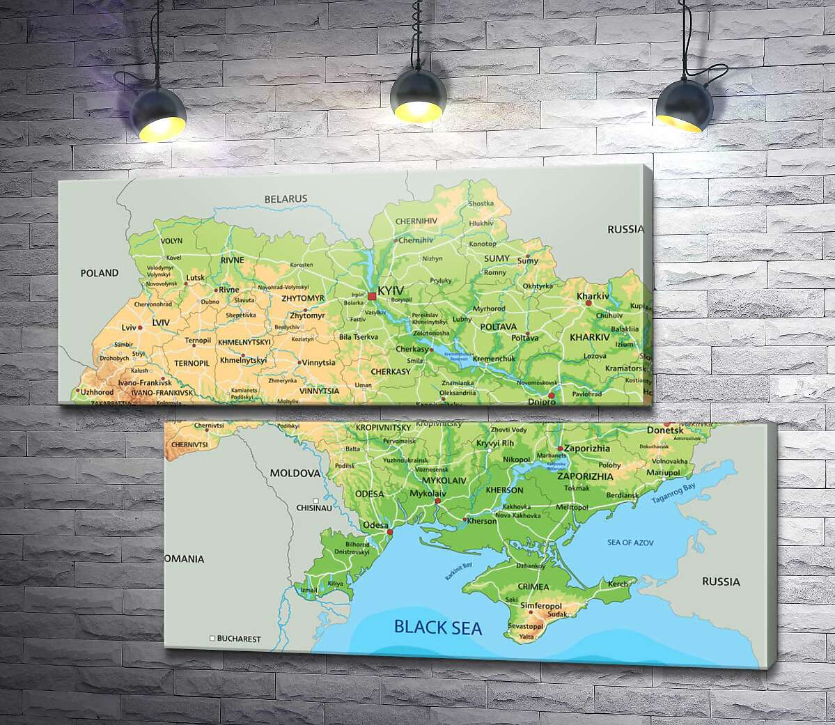 модульна картина Загальна фізична карта України (Модуль №8)