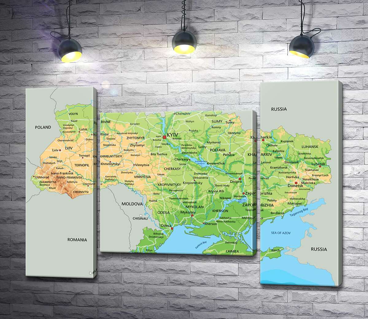 модульная картина Общая физическая карта Украины (Модуль №11)