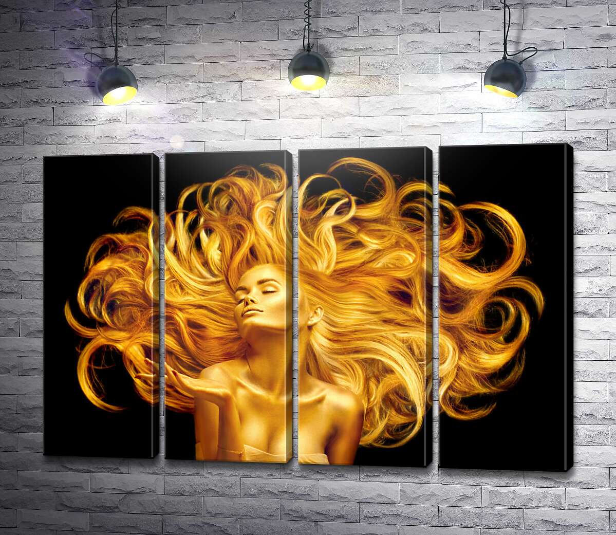 модульна картина Золоті локони волосся моделі, що розвіваються (Модуль №24)