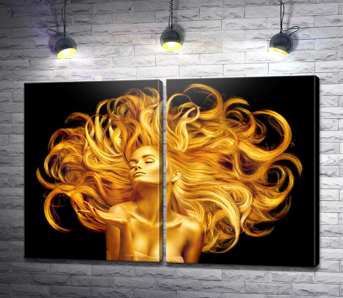 модульна картина Золоті локони волосся моделі, що розвіваються
