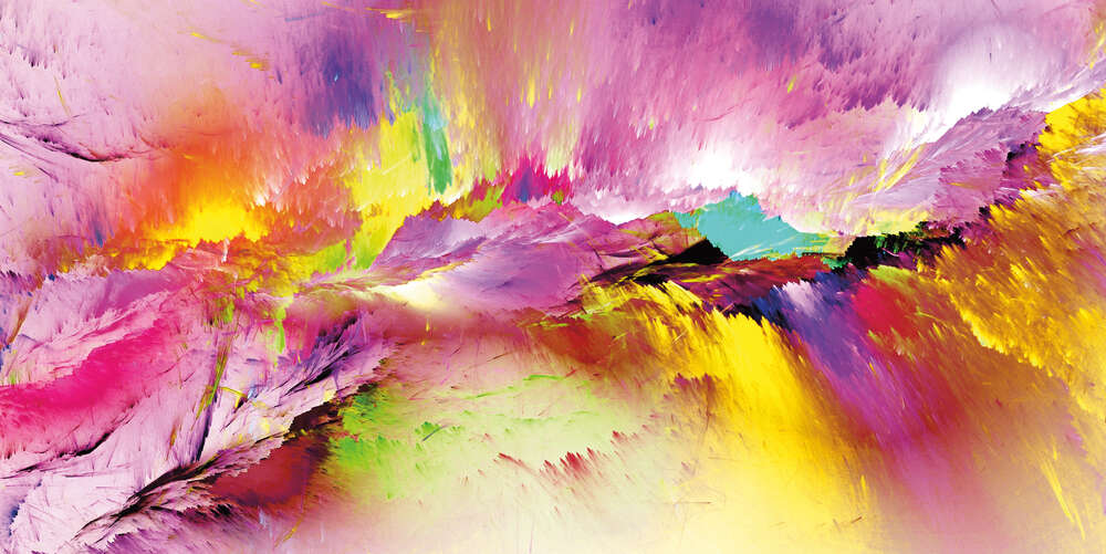 картина-постер Разноцветный взрыв с преобладающим розовым