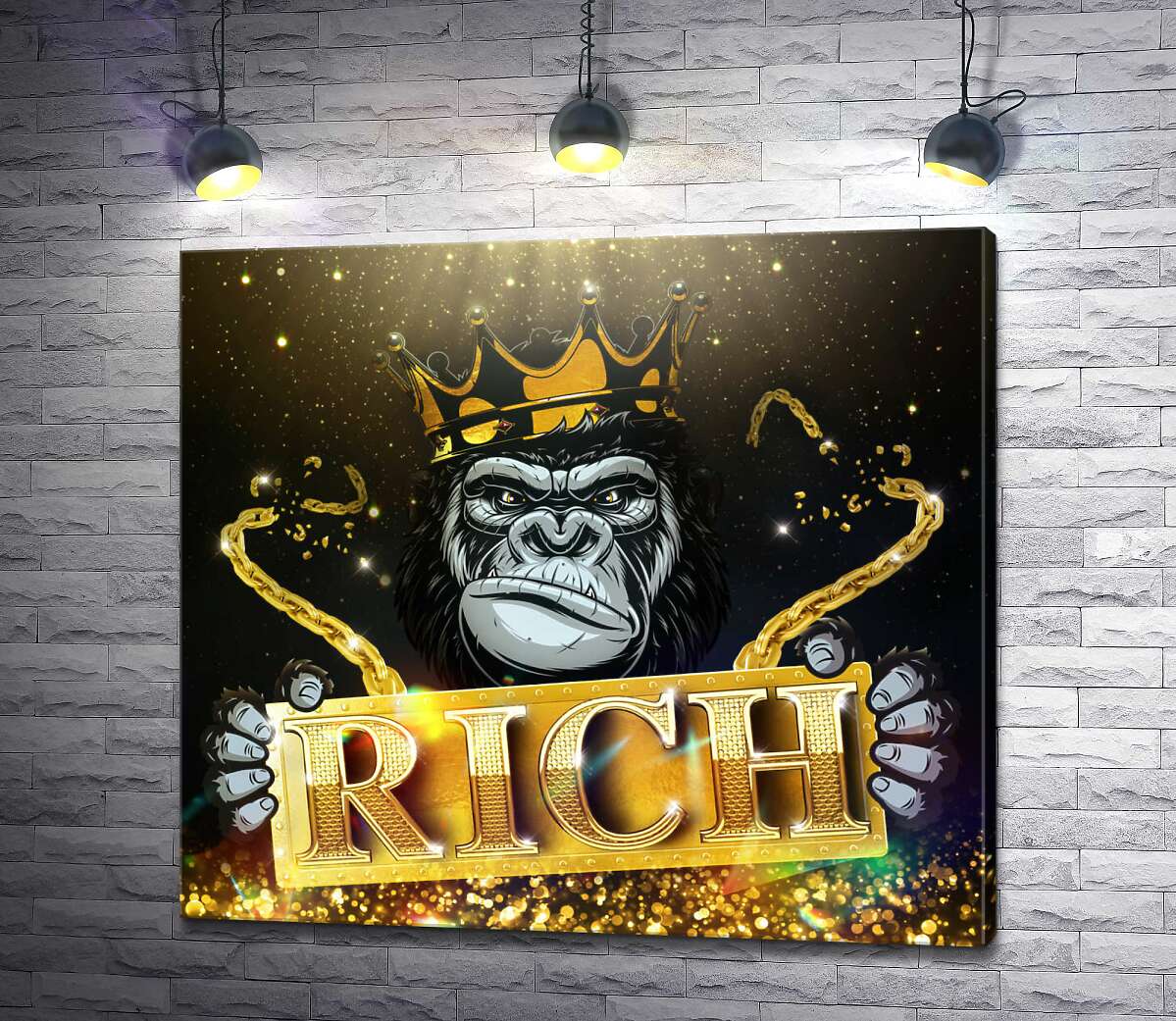 картина Горила Rich у короні та золоті