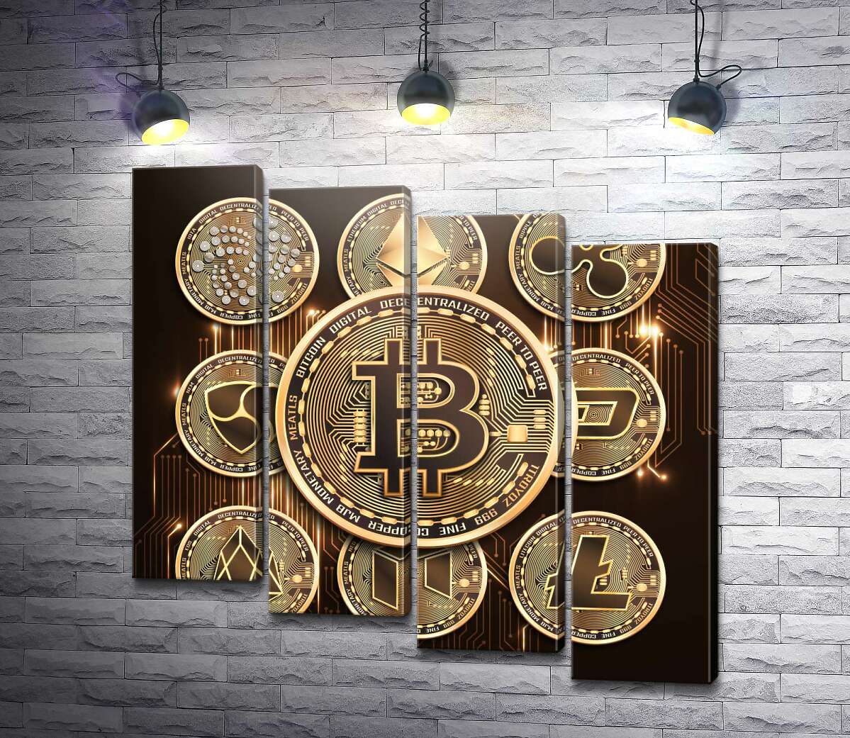 модульная картина Основные криптовалюты вместе (Модуль №19)