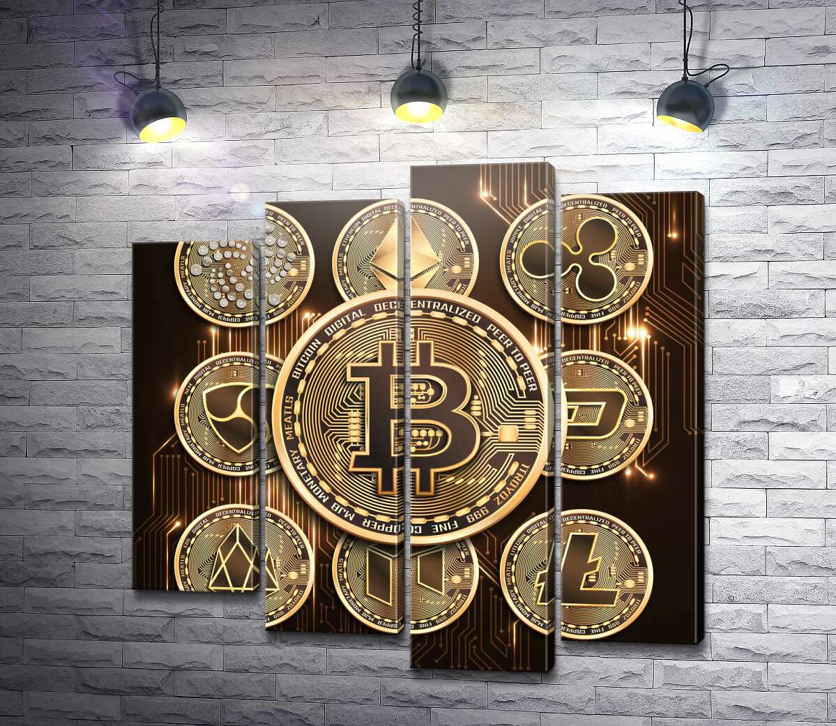 модульная картина Основные криптовалюты вместе (Модуль №3)