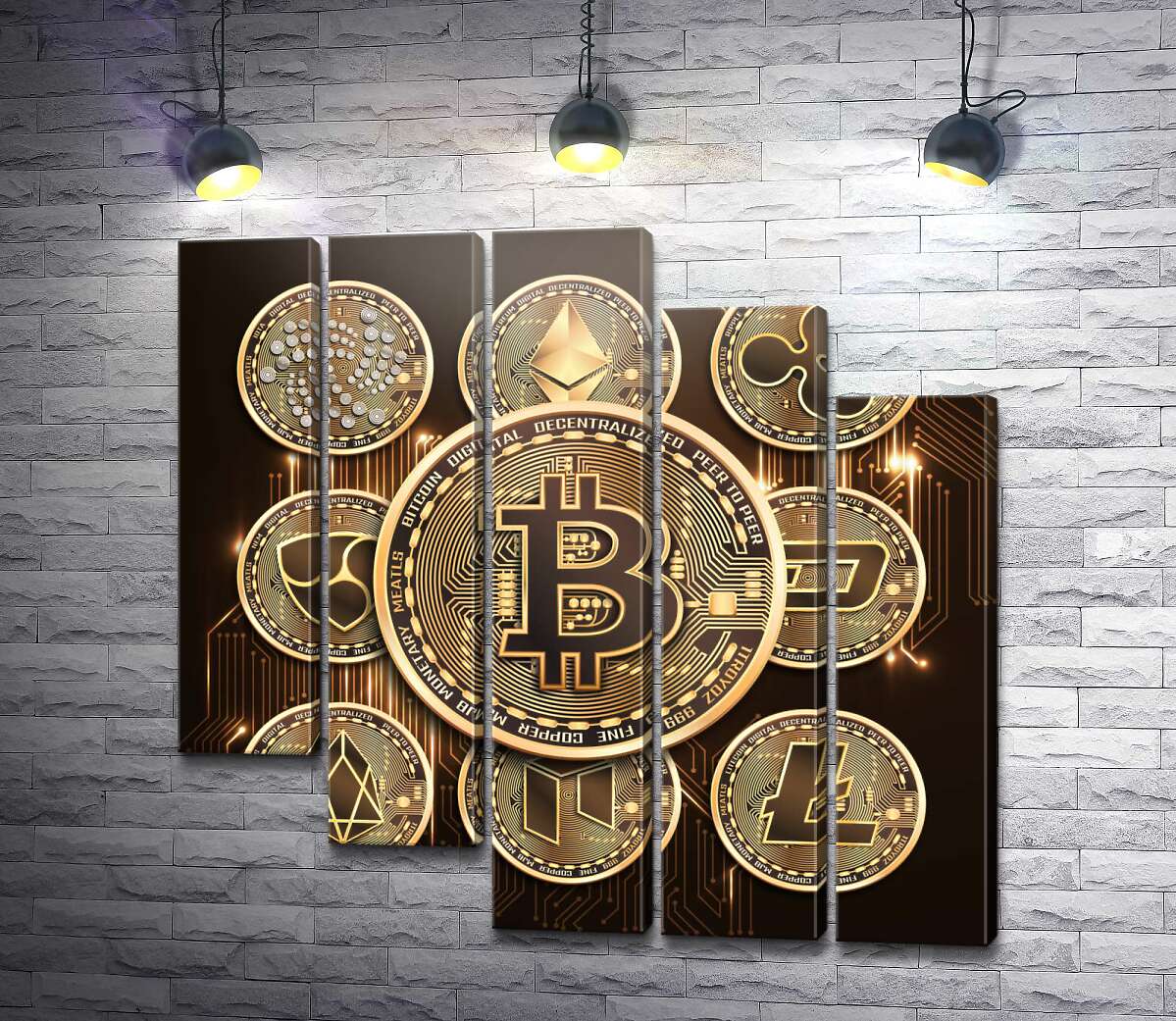модульная картина Основные криптовалюты вместе (Модуль №28)