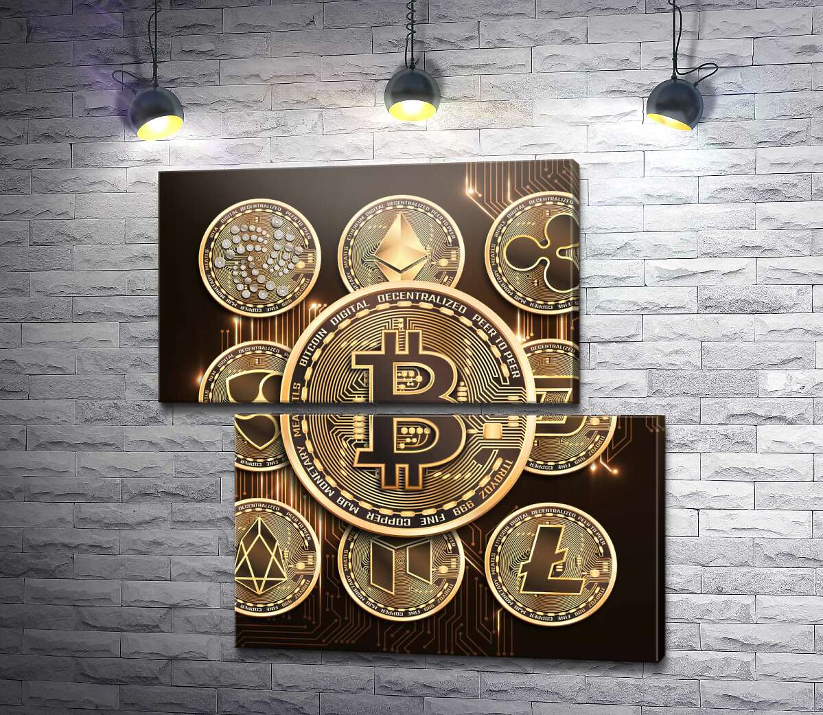 модульная картина Основные криптовалюты вместе (Модуль №8)