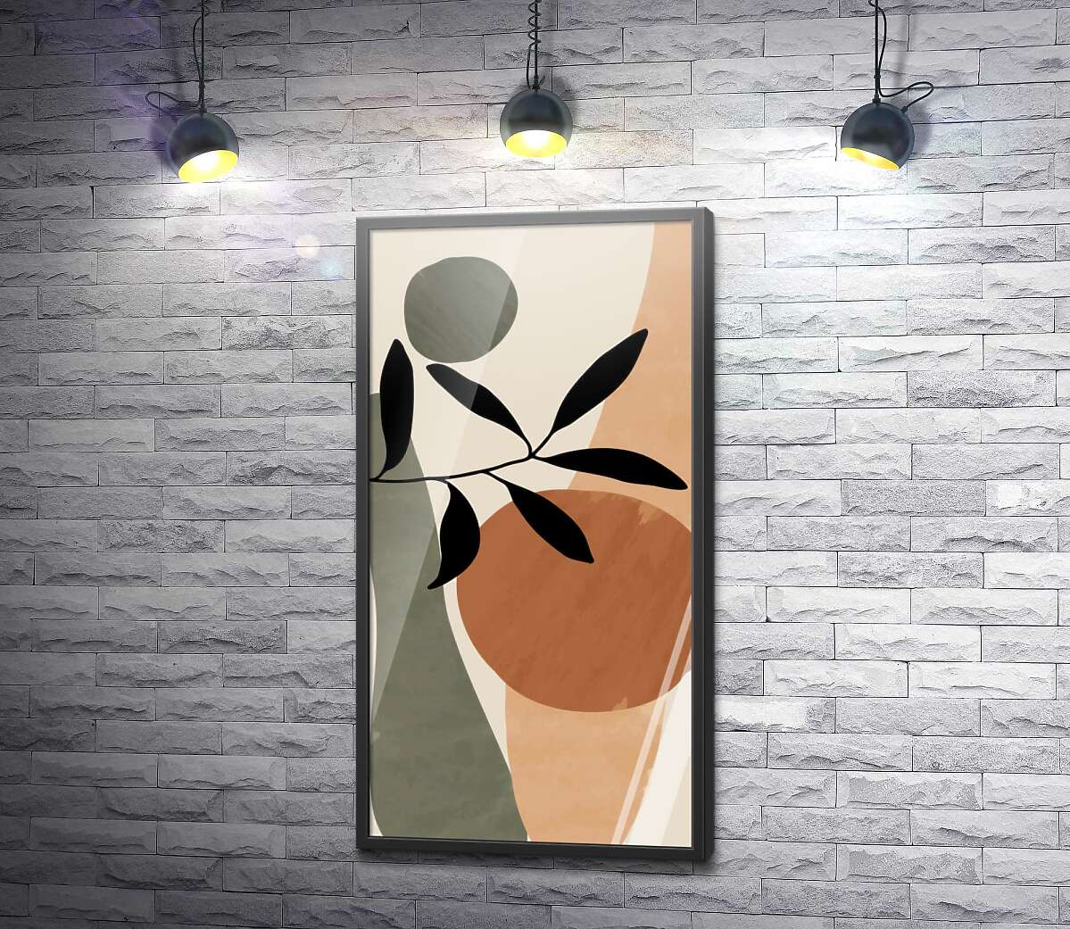 постер Квіткова абстракція сканді у бежево-зелених тонах №3