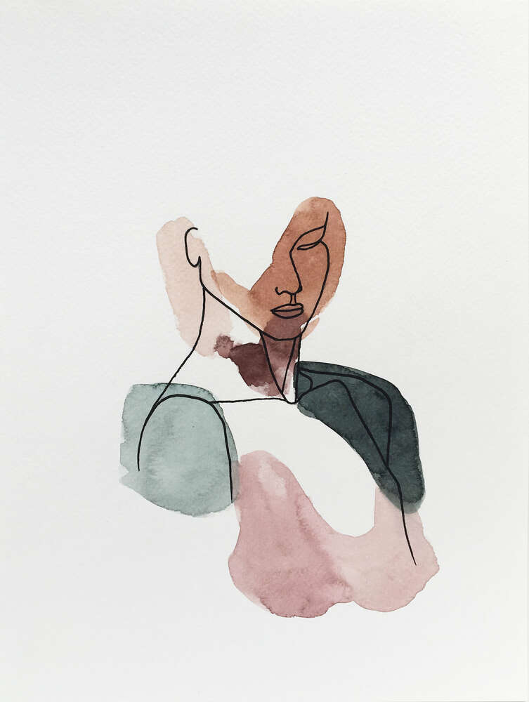 картина-постер Контурный мужской силуэт, акварель