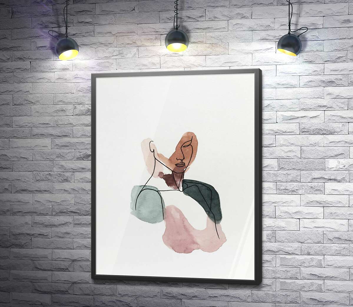постер Контурный мужской силуэт, акварель