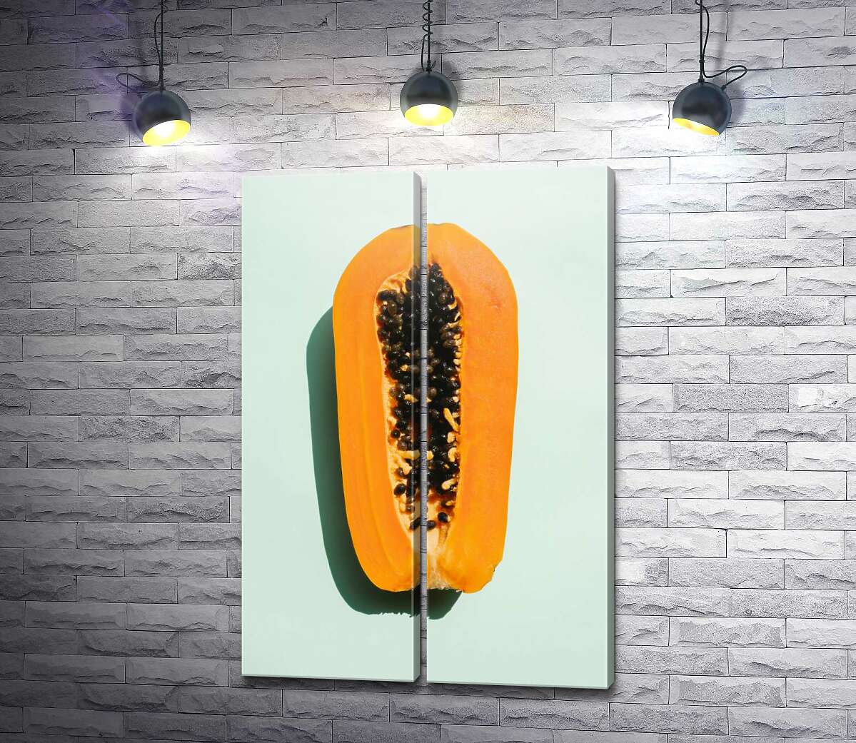 модульная картина Спелая папайя в разрезе