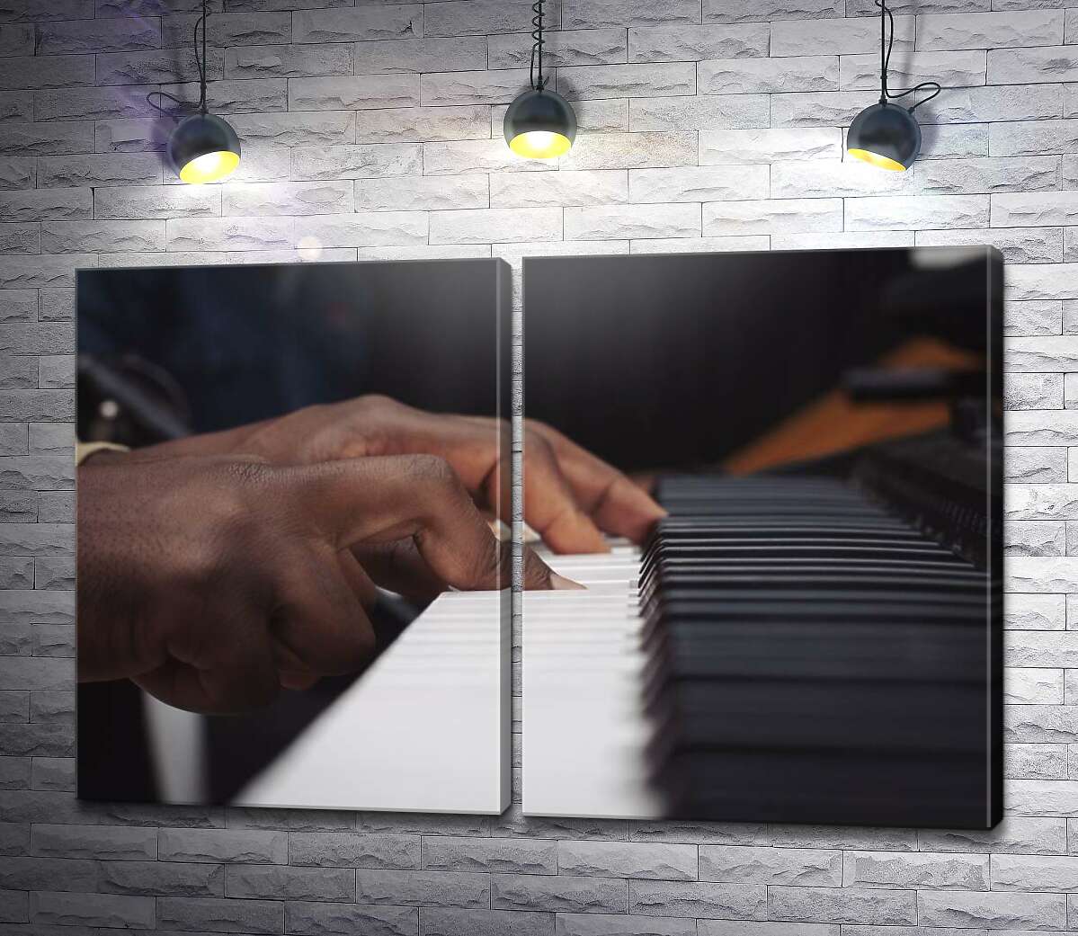модульная картина Пальцы афроамериканца играют на рояле