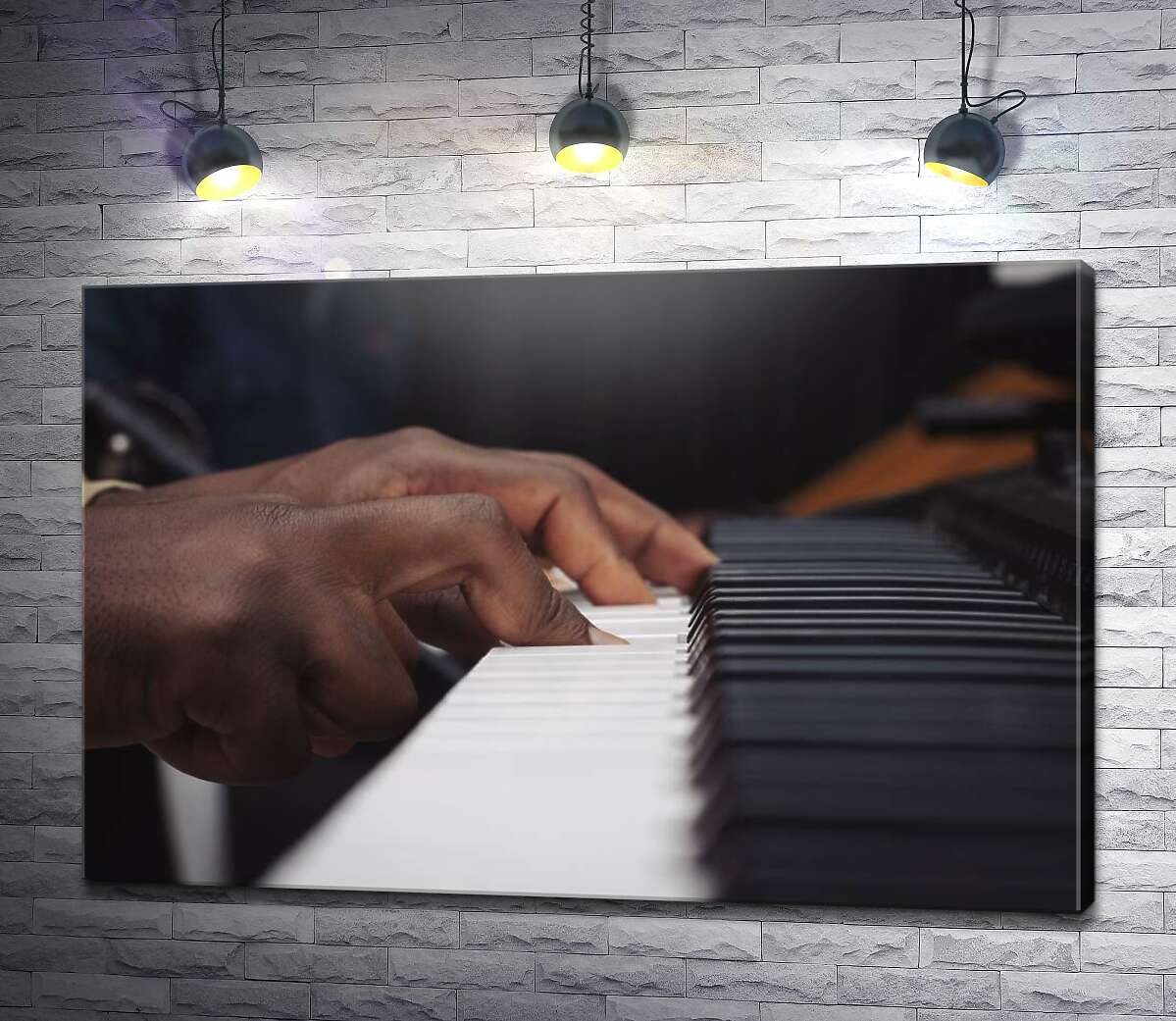 картина Пальцы афроамериканца играют на рояле